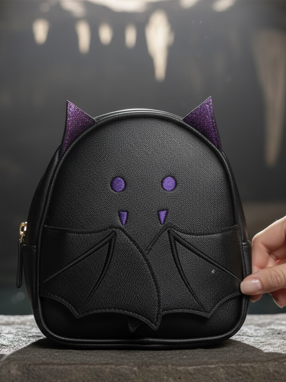 Bath & Bodyworks Bat Cosmetics bag featuring snap open close wings